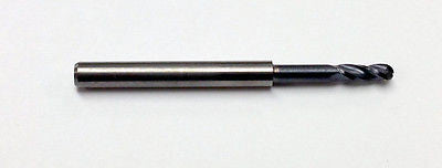 2.2mm (.0866) 3-Flute Carbide Ball End Mill, 1/4" LOC, 1-1/2" OAL, TiAlN, 2701