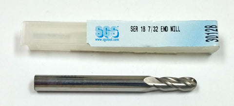 SGS 7/32" 4 Flute Carbide Ball End Mill 30128