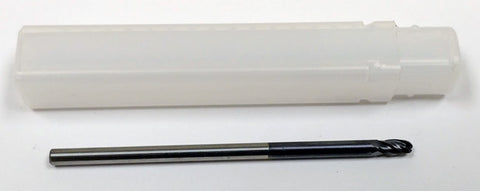 1/8" 4-Flute Carbide Ball End Mill, 1/4" LOC, 2-3/4" OAL, TiAlN Coat, 2708S