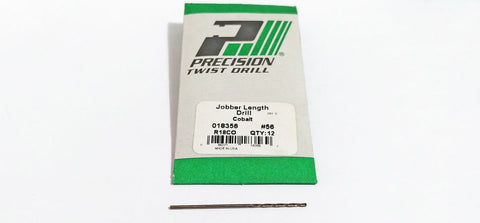 #56 (.0465") Cobalt Jobber Length Drill 135 Degree (Pack of 12) PTD R18CO 18356