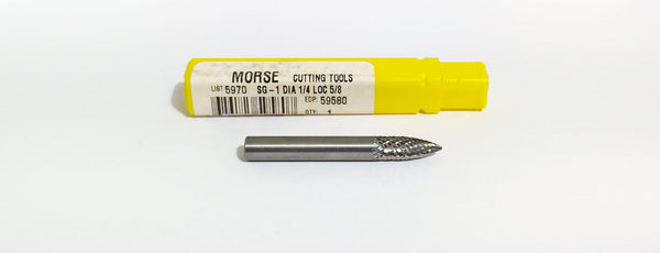 1/4" (.250") Carbide Bur Double Cut SG-1 Tree Shaped Morse 59580