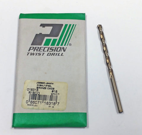 #18 Cobalt Jobber Length Drill (Pack of 12) Precision Twist 18318 R18CO