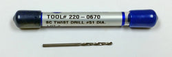 #51 Carbide Jobber Length Drill 118 Degree QCT 220-0670