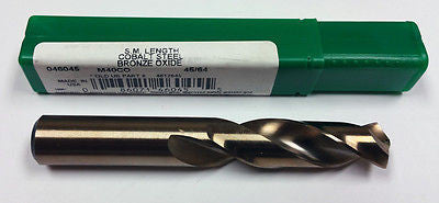 45/64" Cobalt Screw Machine Drill 135 Degree Precision M40CO 46045