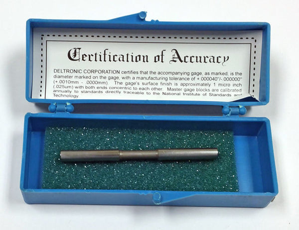 Deltronic .1914 Class X Plug Gage with Certificate of Accuracy