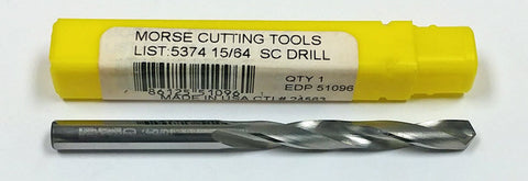 Morse 15/64" Carbide Jobber Length Drill 118 Degree 51096