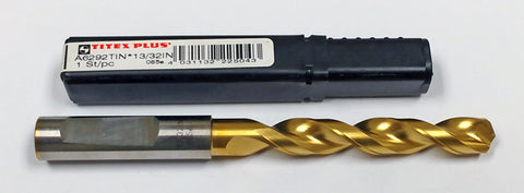 13/32" A6292TIN-13/32 MEGAJET DRILL, COBALT, PARABOLIC, TIN COATED, TITEX 96135