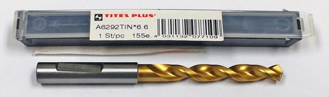 Titex 6.6mm Cobalt Parabolic Flute Drill A6292TiN-6.6 96490