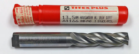 13.5mm 3 Flute Carbide Drill 150 Degree Titex A1166-13.5