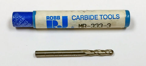 3.0mm 3-Flute Carbide End Mill, 1.5mm Radius, Robb Jack MB-333-3